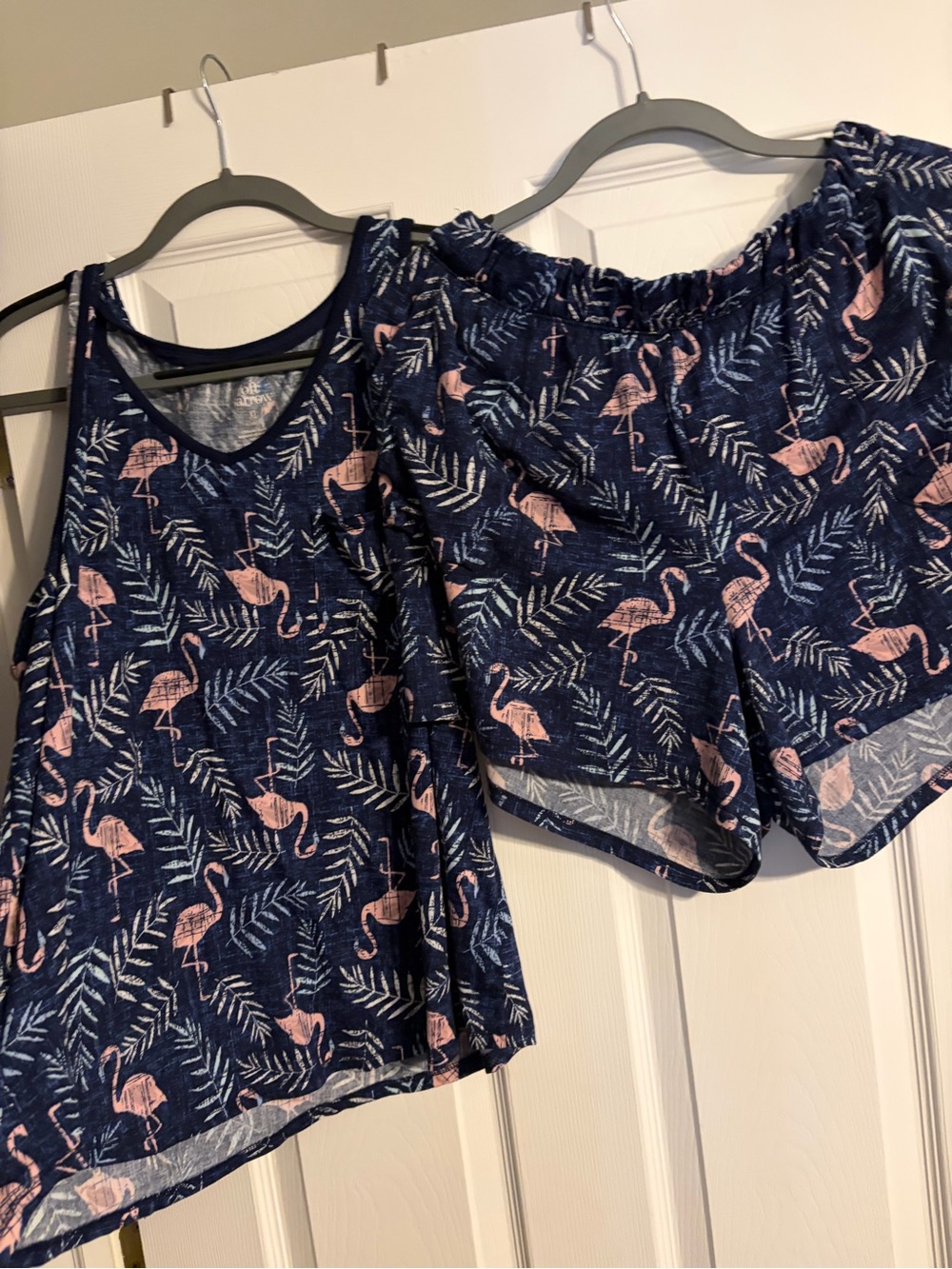 croft & barrow Navy Flamingo Tank and Short Pajama Set